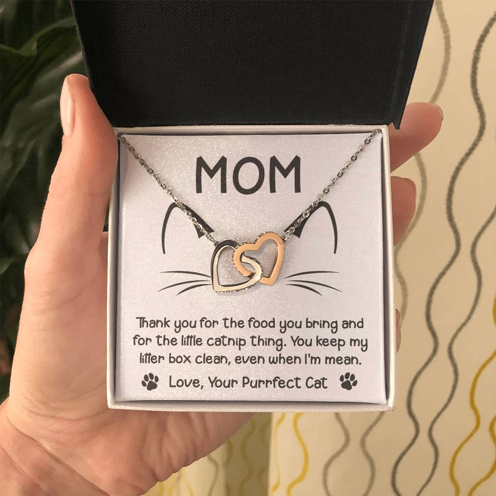 Cat Mom Gift - Locked Hearts Necklace - When I'm Mean