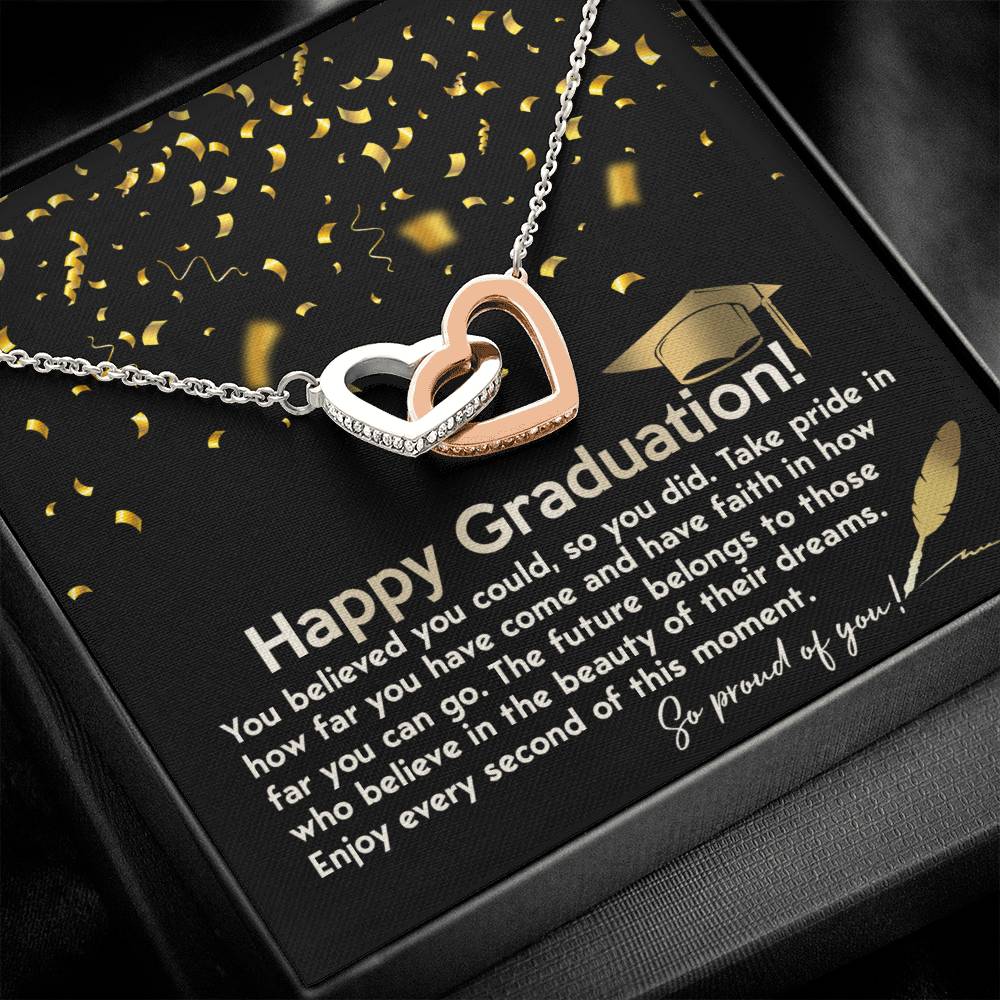 Her Graduation Gift - This Moment -  Locked Hearts Necklace