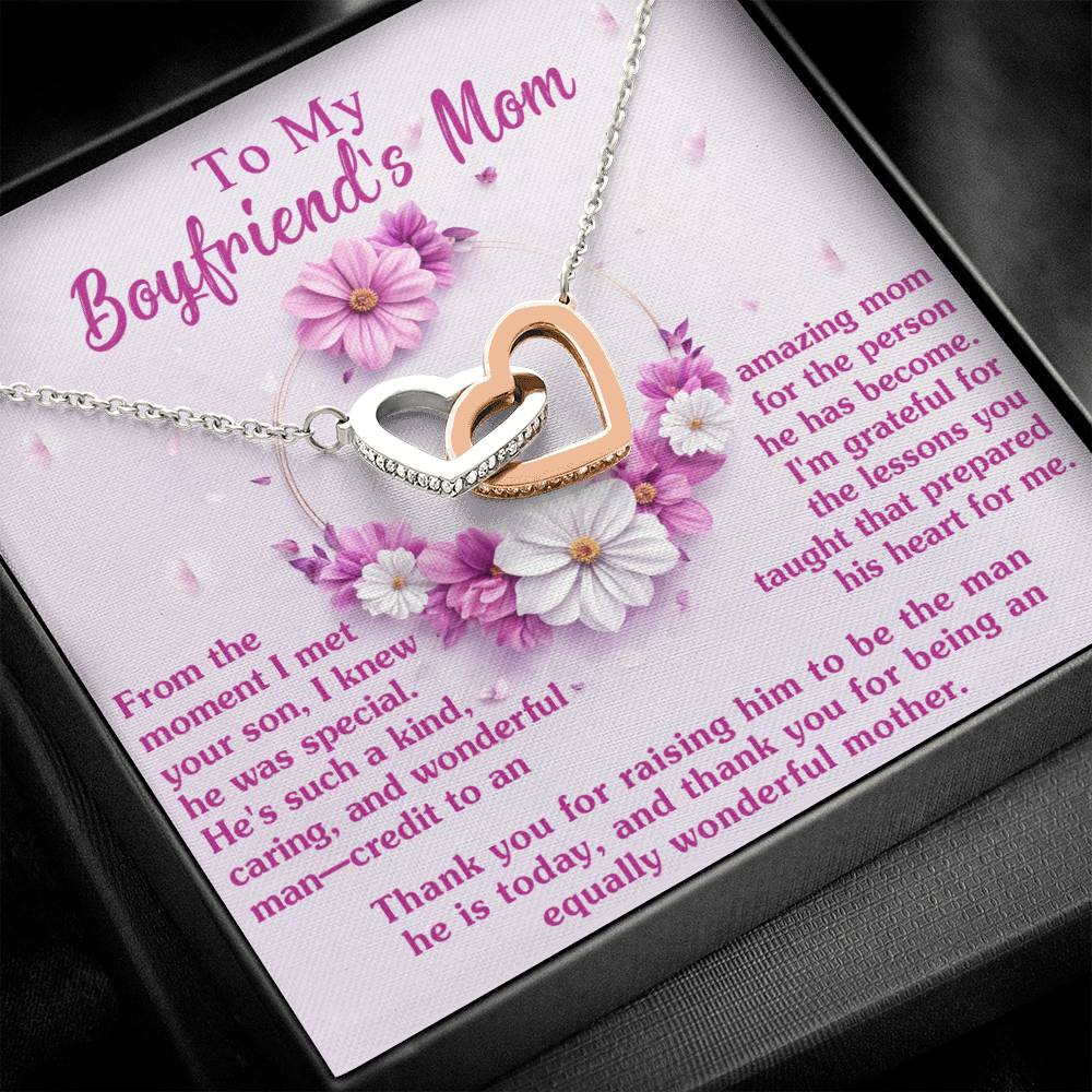 Boyfriends Mom Gift - Locked Hearts Necklace - Wonderful Mother