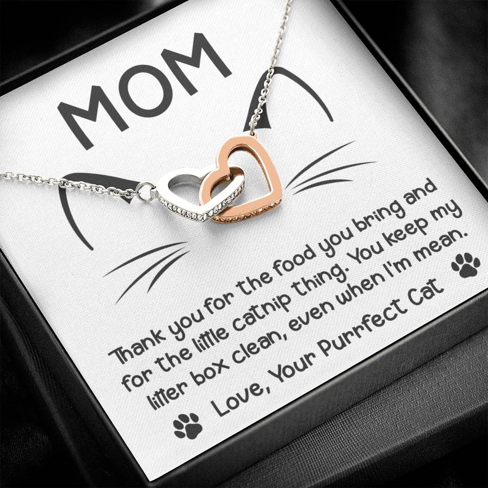 Cat Mom Gift - Locked Hearts Necklace - When I'm Mean