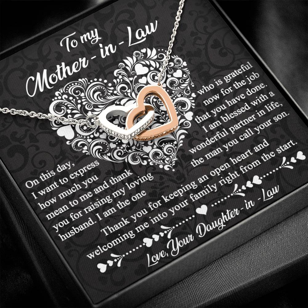 Gift For My Mother In Law - Locked Hearts Necklace - An Open Heart