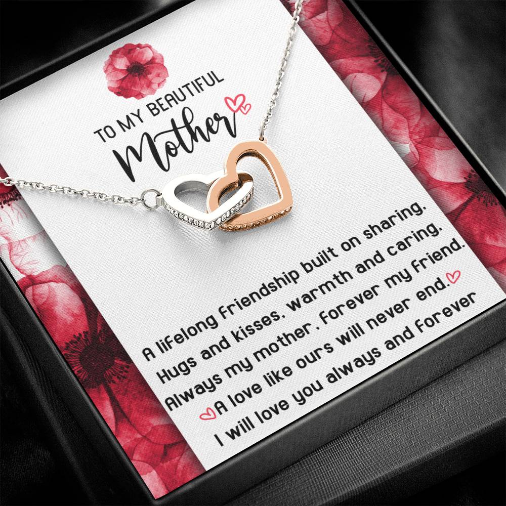 Mom Jewelry Gift - Locked Hearts Necklace - Will Never End