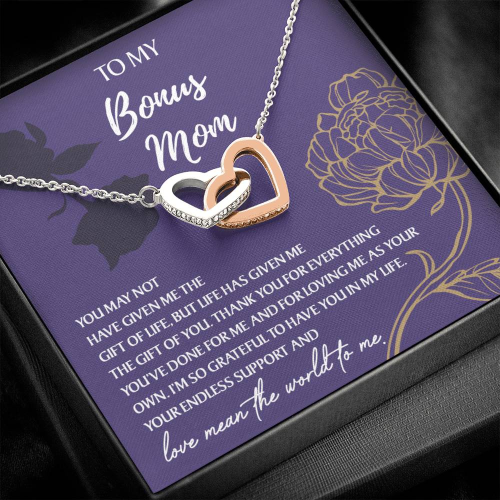 Bonus Mom Gift - Locked Hearts Necklace - Your Endless Support