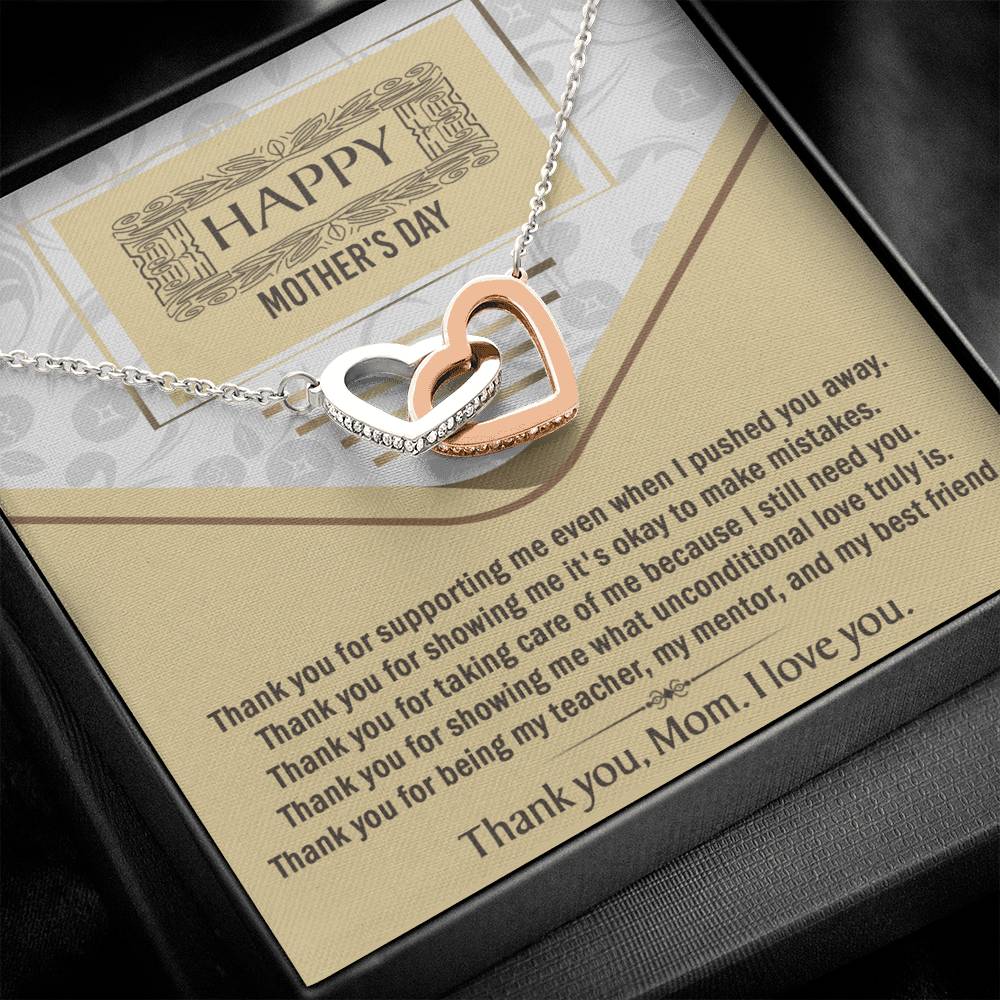 Mother's Day Necklace Gift - Thank You - Locked Heart Necklace