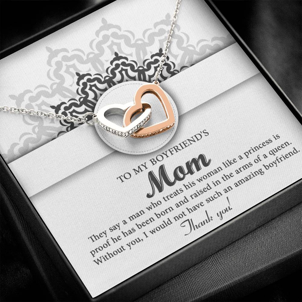 Boyfriends Mom Gift - Locked Hearts Necklace - In The Arms Of A Queen