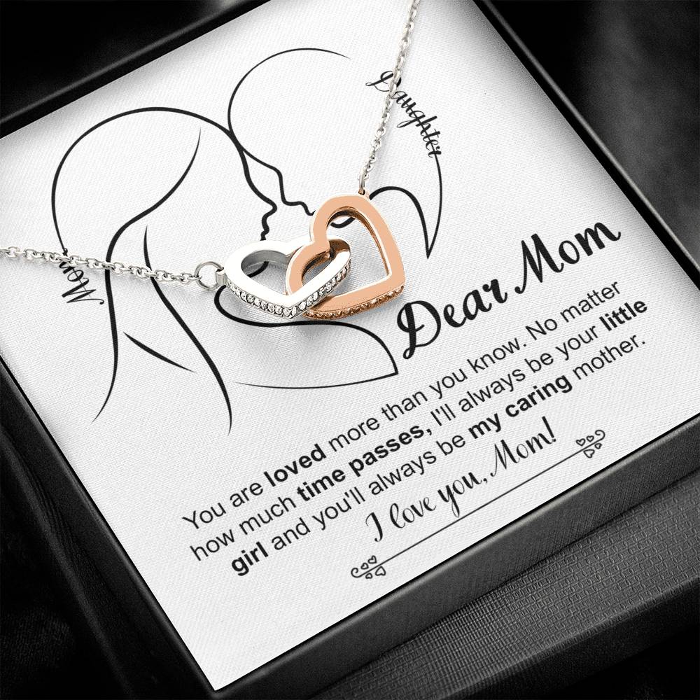 Mom Jewelry Gift - Locked Hearts Necklace - Your Little Girl