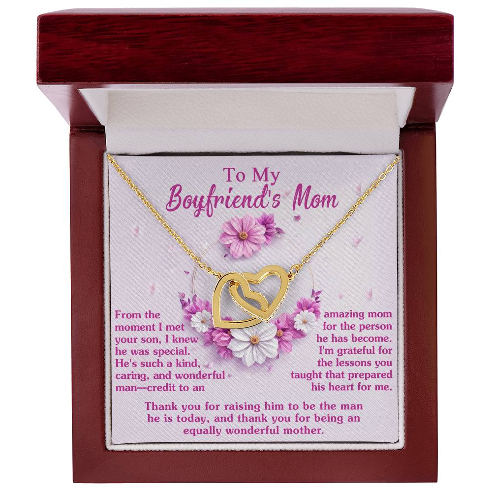 Boyfriends Mom Gift - Locked Hearts Necklace - Wonderful Mother