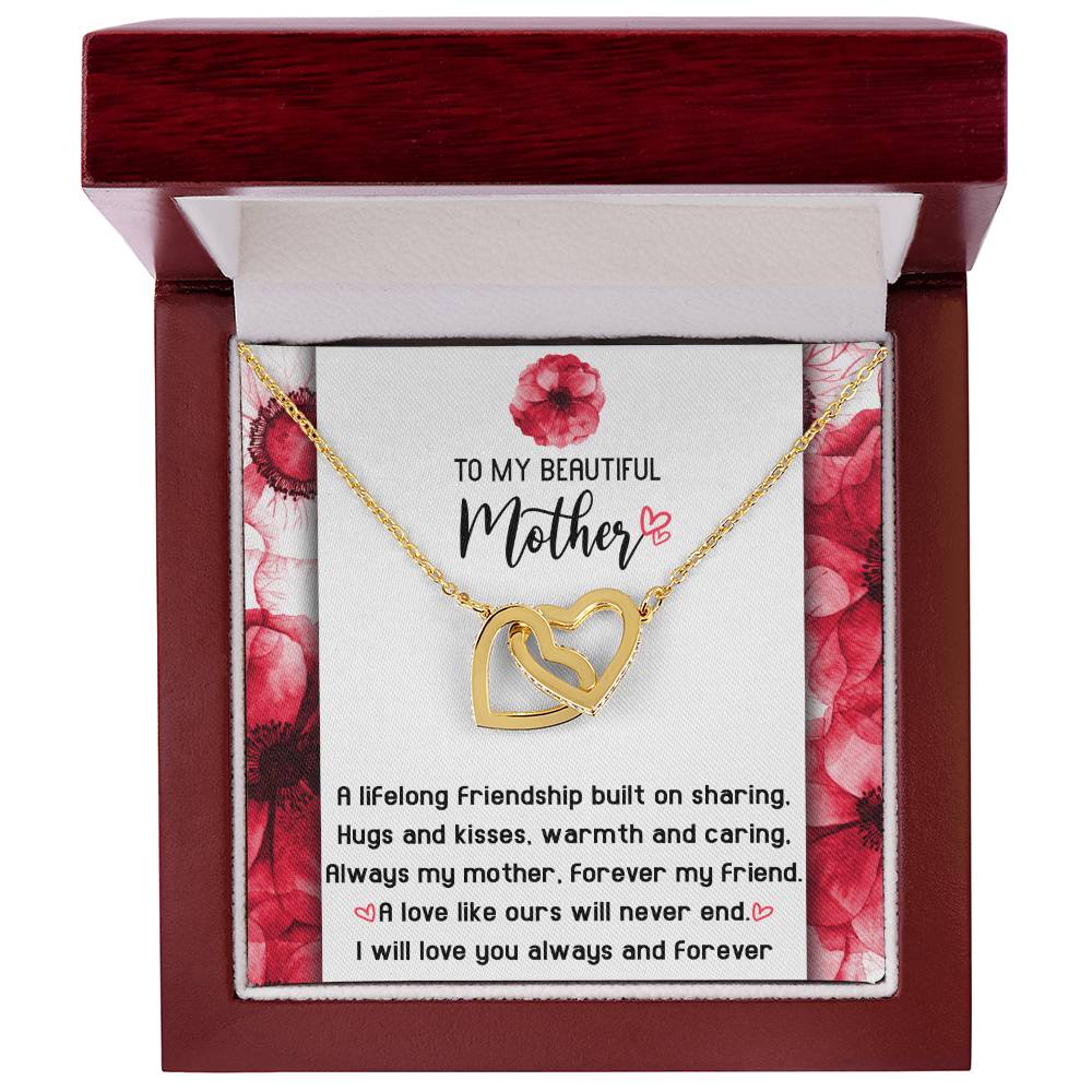 Mom Jewelry Gift - Locked Hearts Necklace - Will Never End