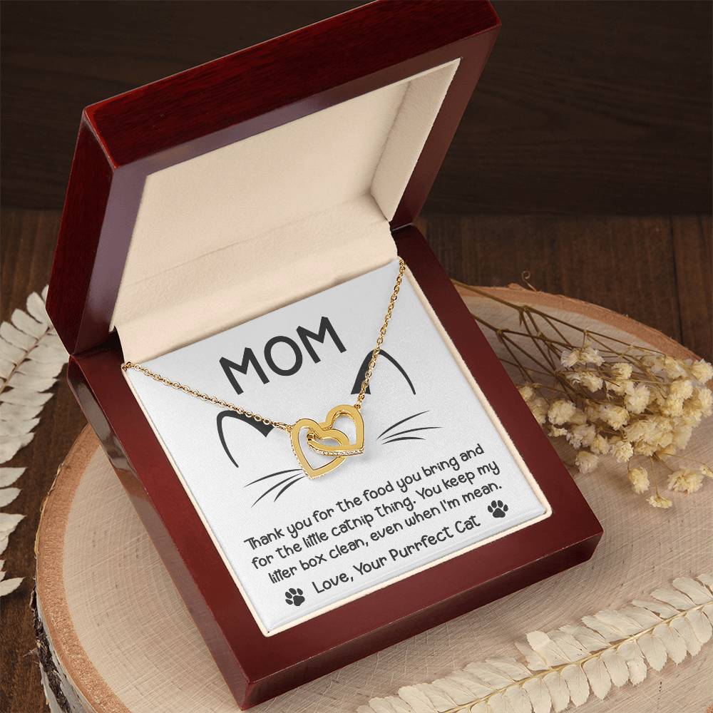 Cat Mom Gift - Locked Hearts Necklace - When I'm Mean