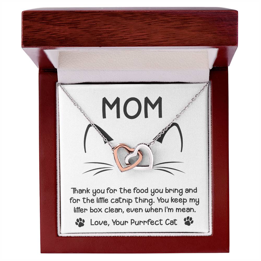 Cat Mom Gift - Locked Hearts Necklace - When I'm Mean