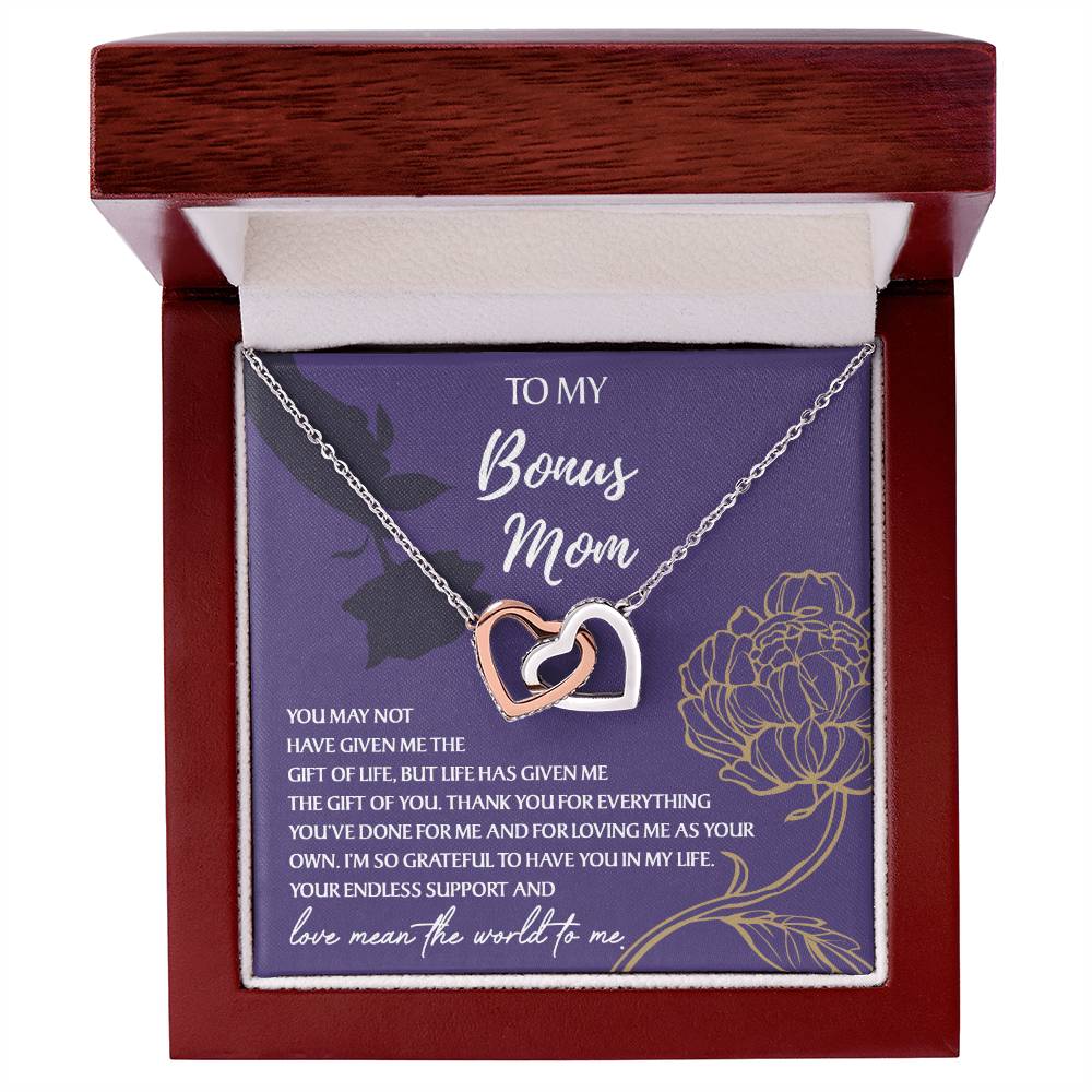 Bonus Mom Gift - Locked Hearts Necklace - Your Endless Support