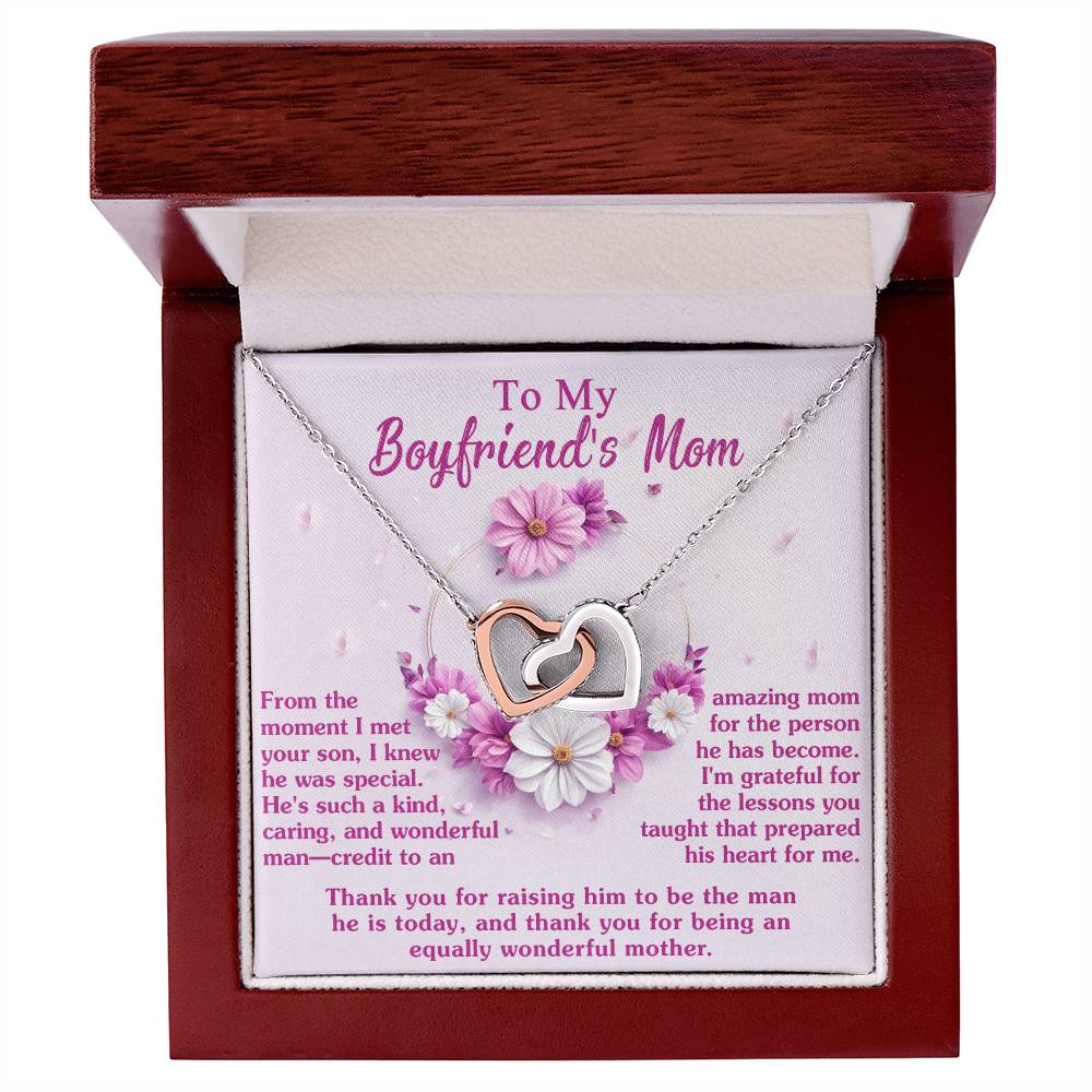 Boyfriends Mom Gift - Locked Hearts Necklace - Wonderful Mother