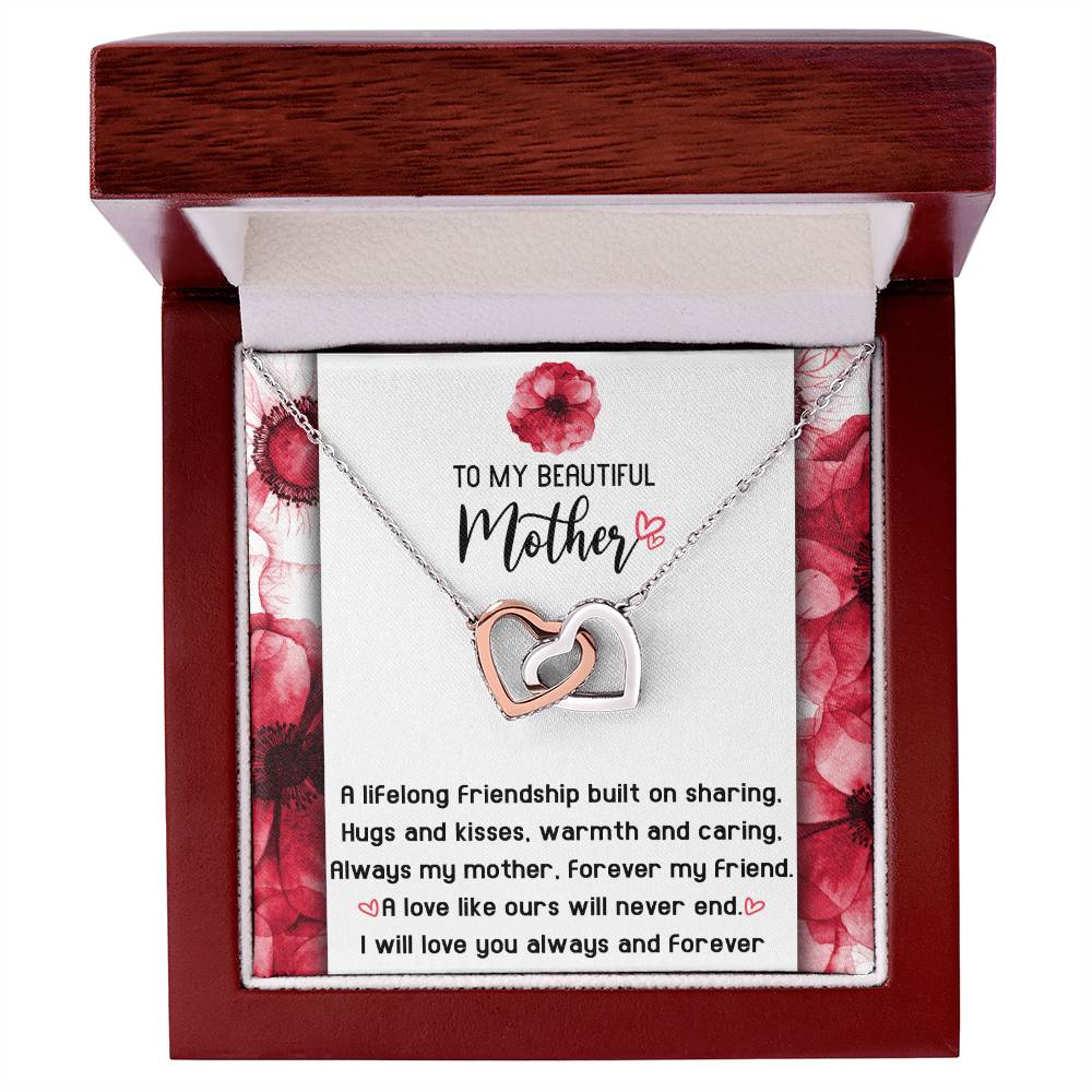 Mom Jewelry Gift - Locked Hearts Necklace - Will Never End