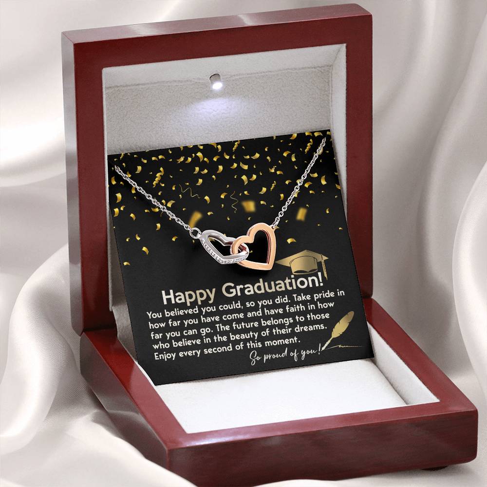 Her Graduation Gift - This Moment -  Locked Hearts Necklace