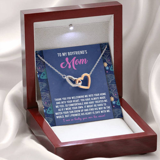 Boyfriends Mom Gift - Locked Hearts Necklace - His Heart Is Safe With Me