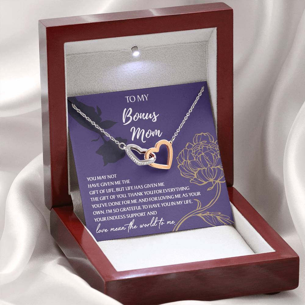 Bonus Mom Gift - Locked Hearts Necklace - Your Endless Support