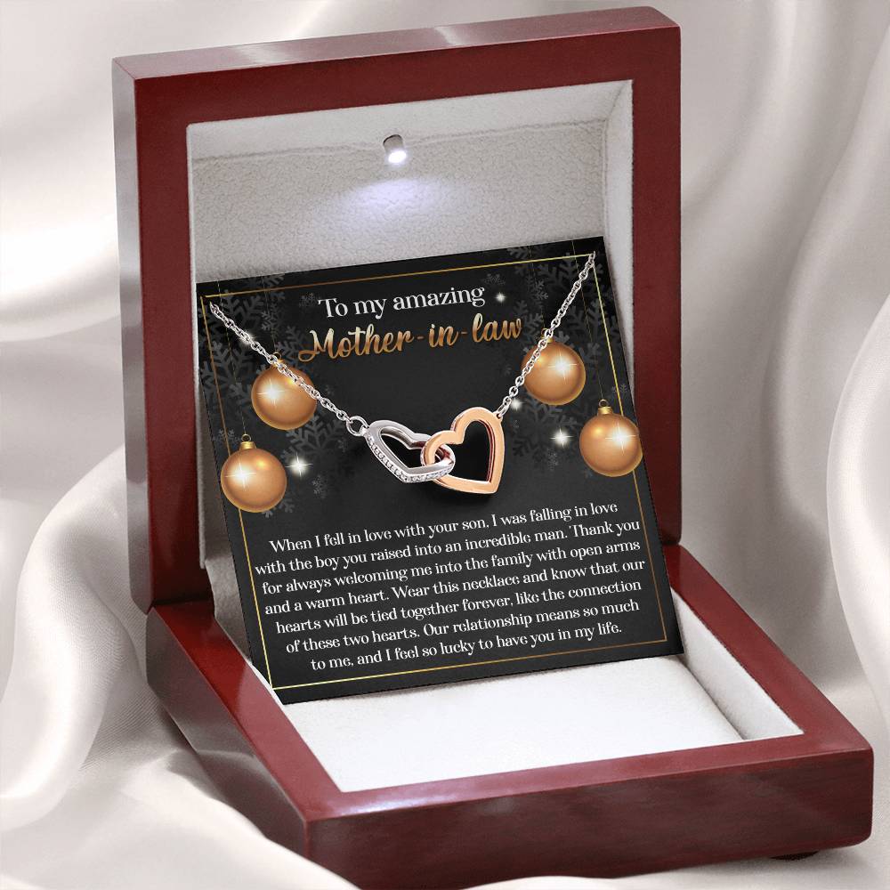 Mother-in-Law Jewelry Gift - Interlocking Hearts Necklace - Two Hearts