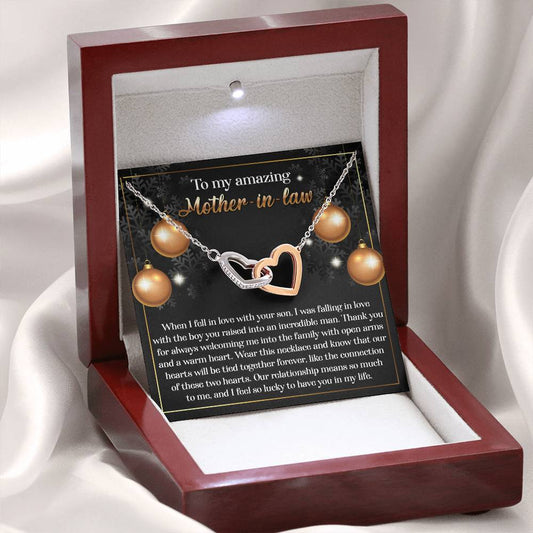 Mother-in-Law Jewelry Gift - Interlocking Hearts Necklace - Two Hearts