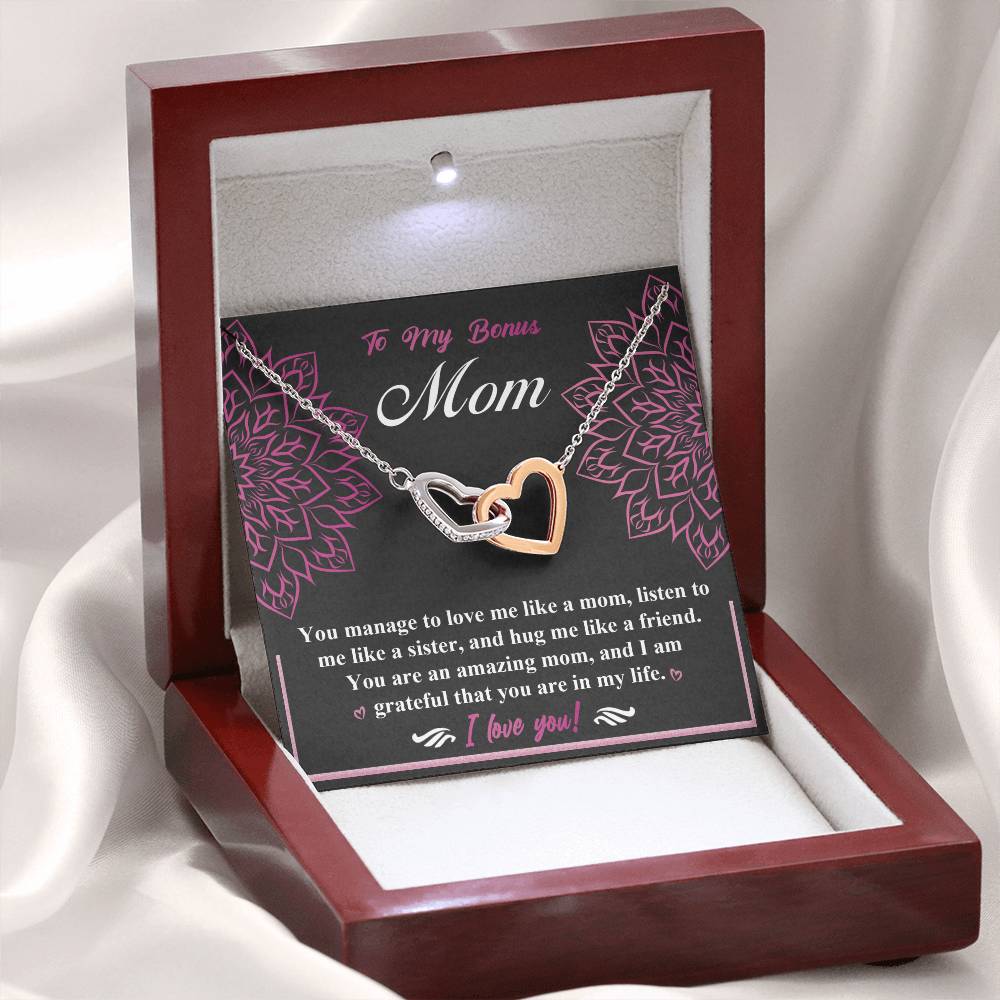 Gift For My Bonus Mom - Locked Hearts Necklace - An Amazing Mom