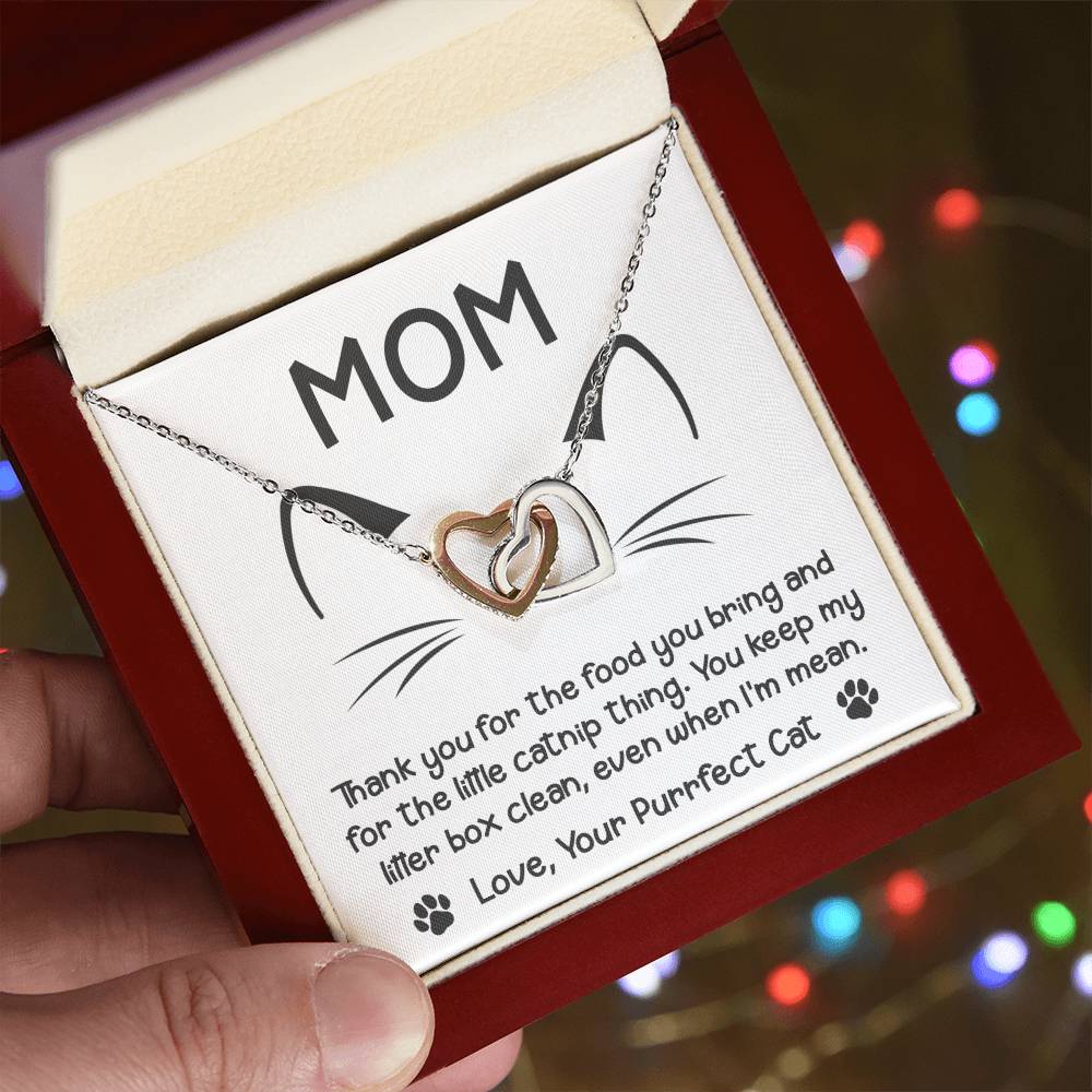 Cat Mom Gift - Locked Hearts Necklace - When I'm Mean