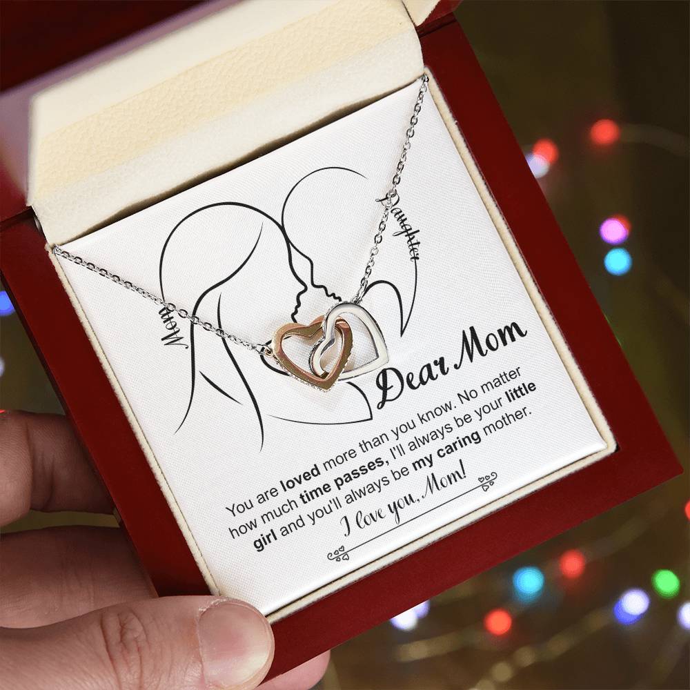 Mom Jewelry Gift - Locked Hearts Necklace - Your Little Girl