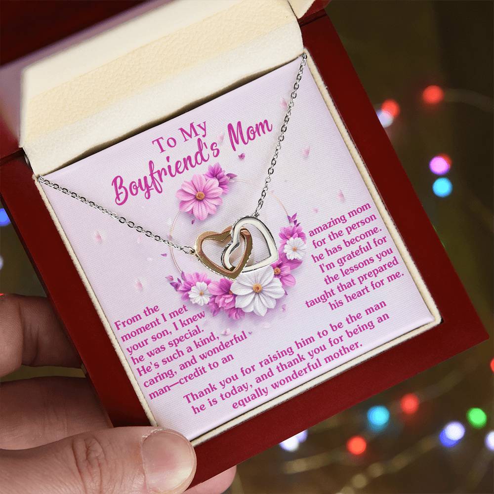 Boyfriends Mom Gift - Locked Hearts Necklace - Wonderful Mother