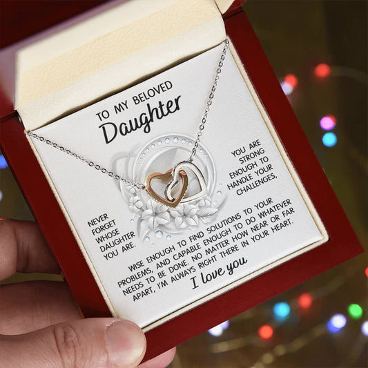 To My Daughter - Interlocking Hearts Necklace -Always Right There