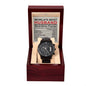To My Husband - Mens Black Wrist Watch with Mahogany Box and Message Card - Nutrition Facts - World's Best Husband