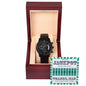 Groomsman Gift - Mens Black Wrist Watch with Mahogany Box and Message Card - Hit The Jackpot