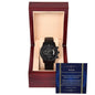 To My Son - Mens Black Wrist Watch with Mahogany Box and Message Card - Be My Son