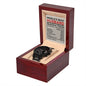 To My Husband - Mens Black Wrist Watch with Mahogany Box and Message Card - Nutrition Facts - World's Best Husband