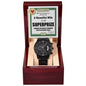 Husband Gift - Mens Black Wrist Watch with Mahogany Box and Message Card - Supersize