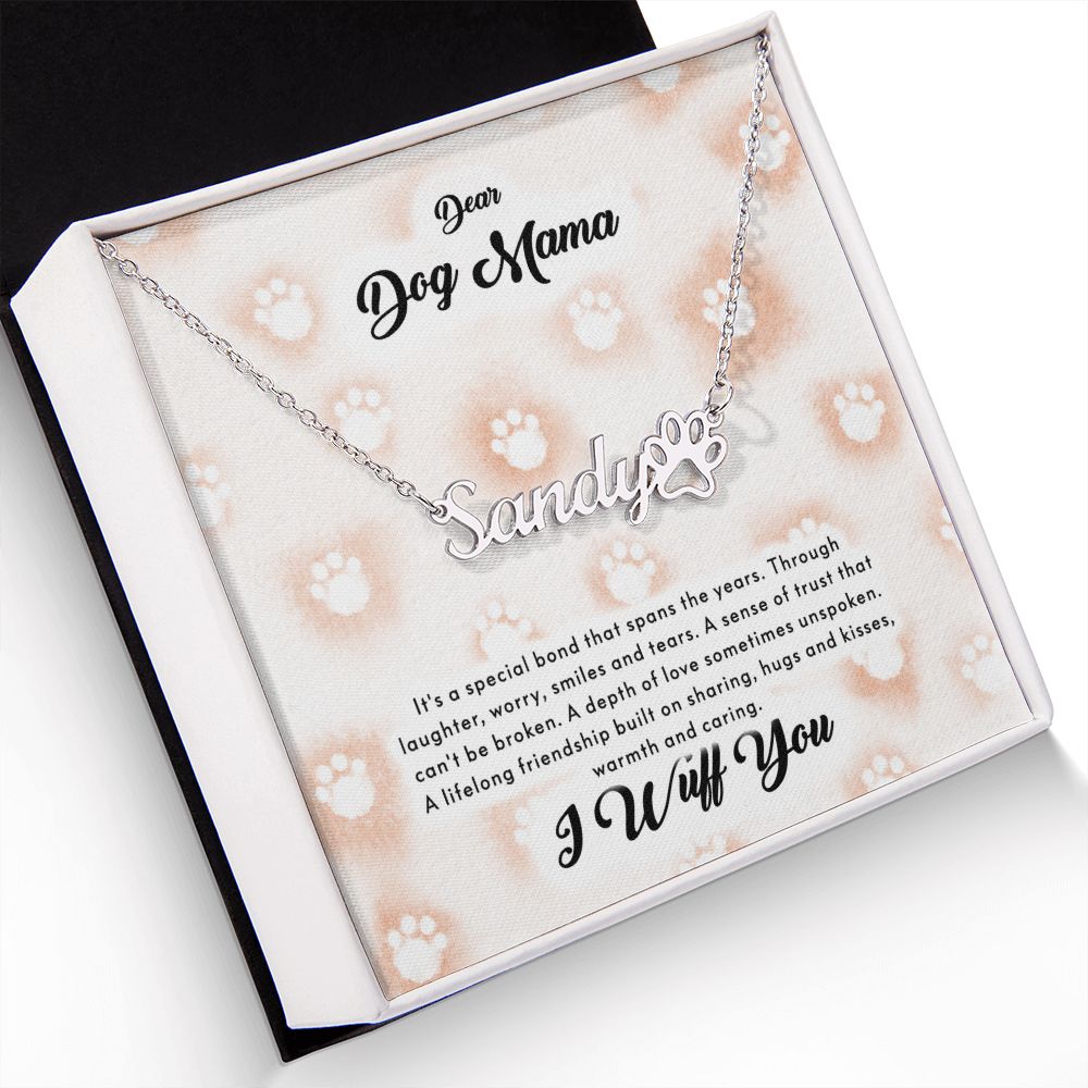 Dog Mom - Personalized Name Paw Necklace Gift - I Wuff You