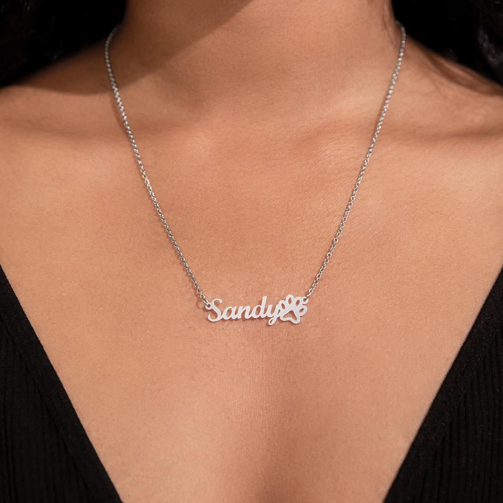 Dog Mom - Personalized Name Paw Necklace Gift - I Wuff You