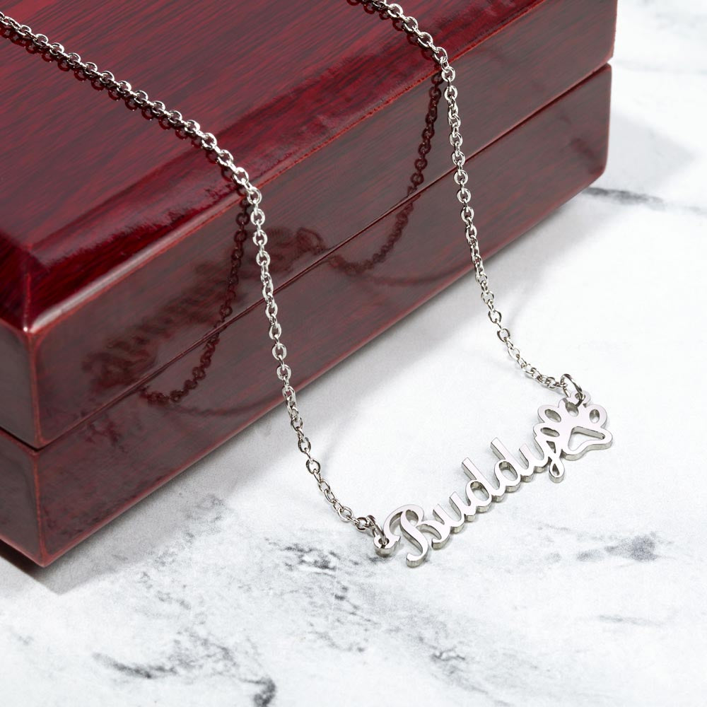 Dog Mom - Personalized Name Paw Necklace Gift - I Wuff You