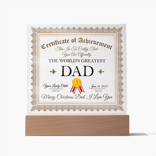 Dad Christmas Gift - Acrylic Plaque - Personalized - Officially The World's Greatest Dad