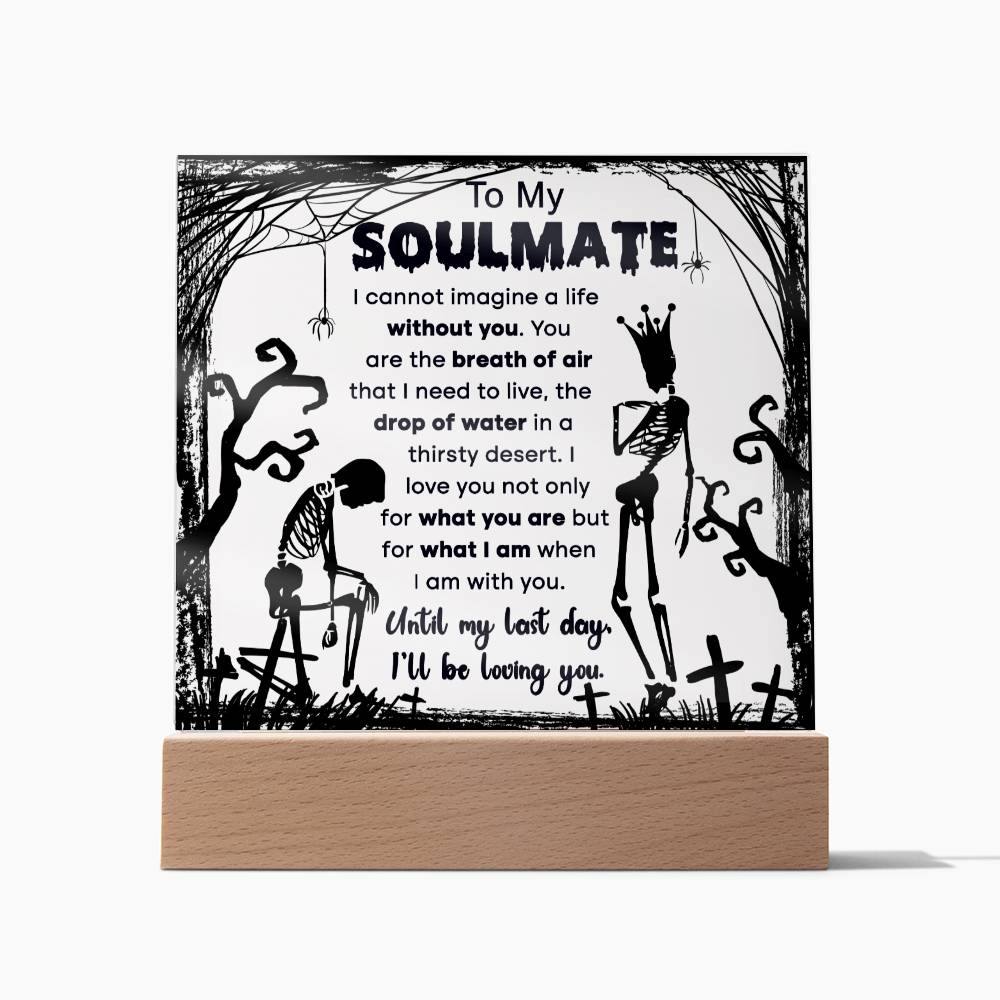 Soulmate Halloween Gift - Breath of Air - Acrylic Square Plaque with Available LED Night Light