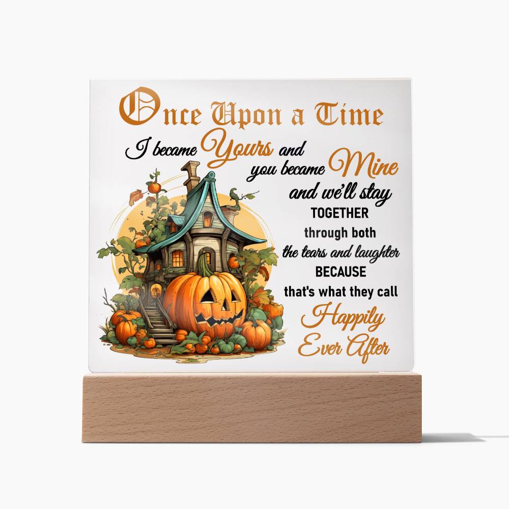 Soulmate Halloween Gift - Tears and Laughter - Acrylic Square Plaque with Available LED Night Light