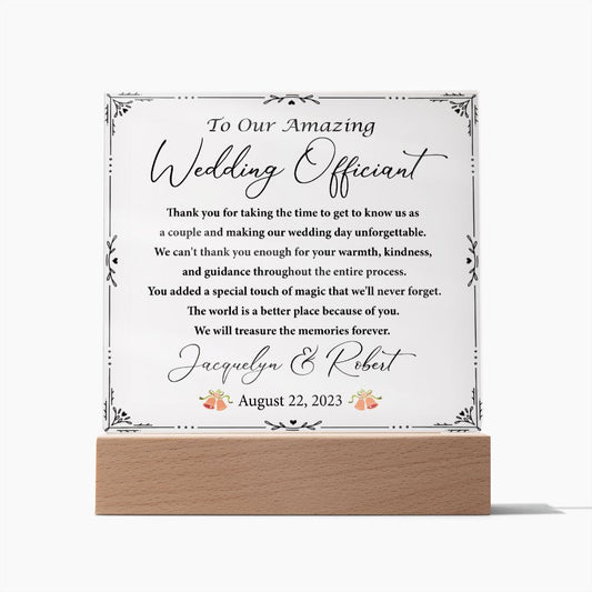 Wedding Officiant Gift - Personalized Thank You Plaque