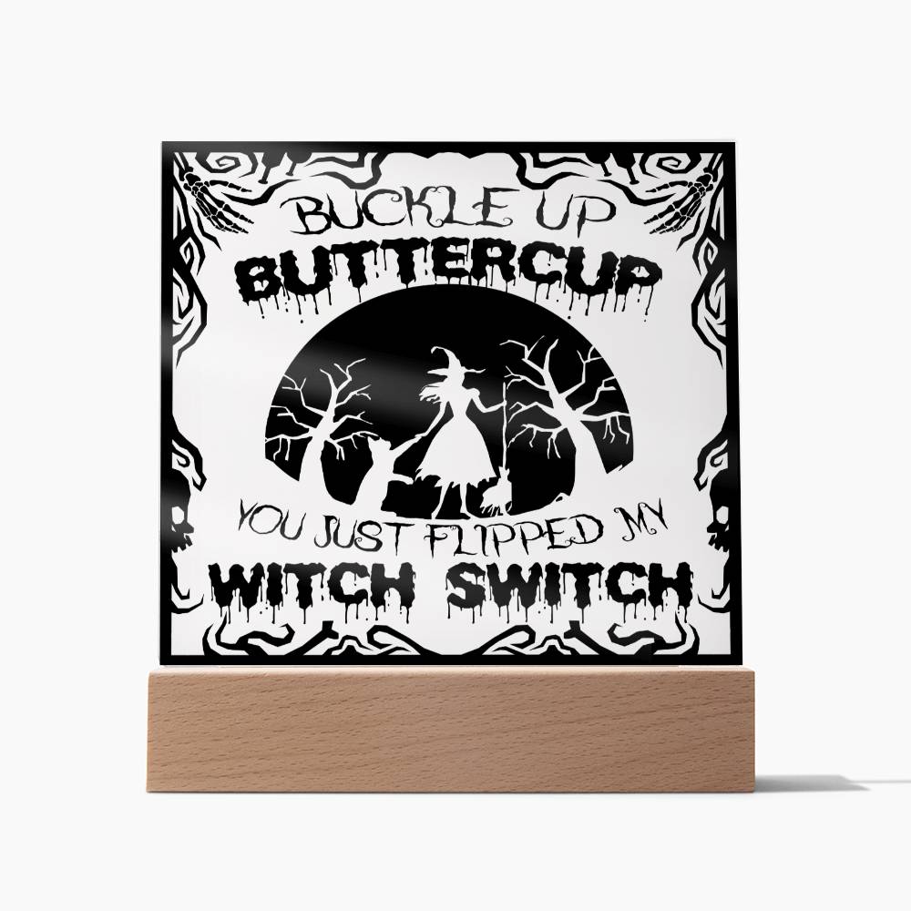 Halloween Gift - Buttercup - Acrylic Square Plaque with Available LED Night Light