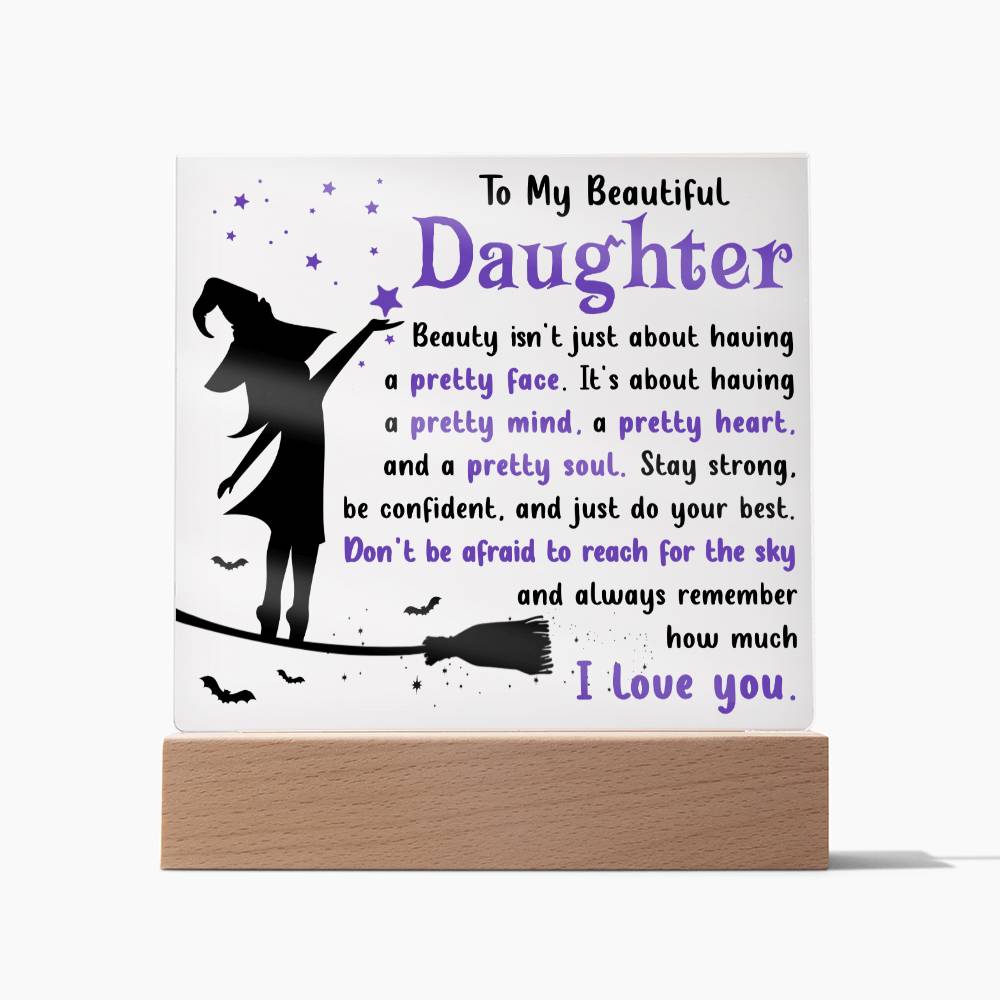 Halloween Gift For Daughter - Pretty Soul - Acrylic Square Plaque with Available LED Night Light