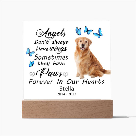 Golden Retriever Memorial Square Acrylic Sign Plaque