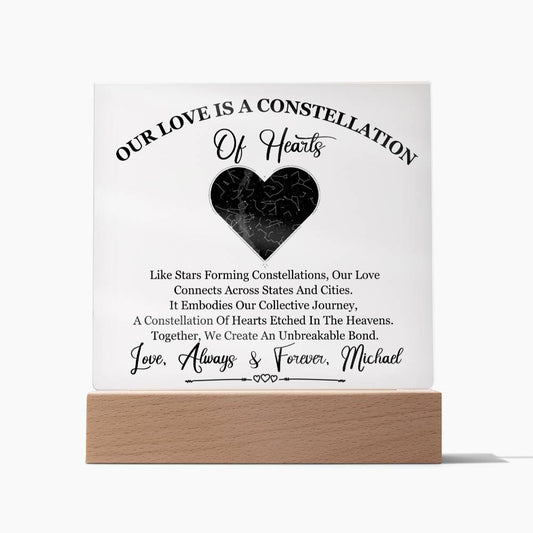 Personalized Gift For Her - Constellation of Hearts -Acrylic Plaque