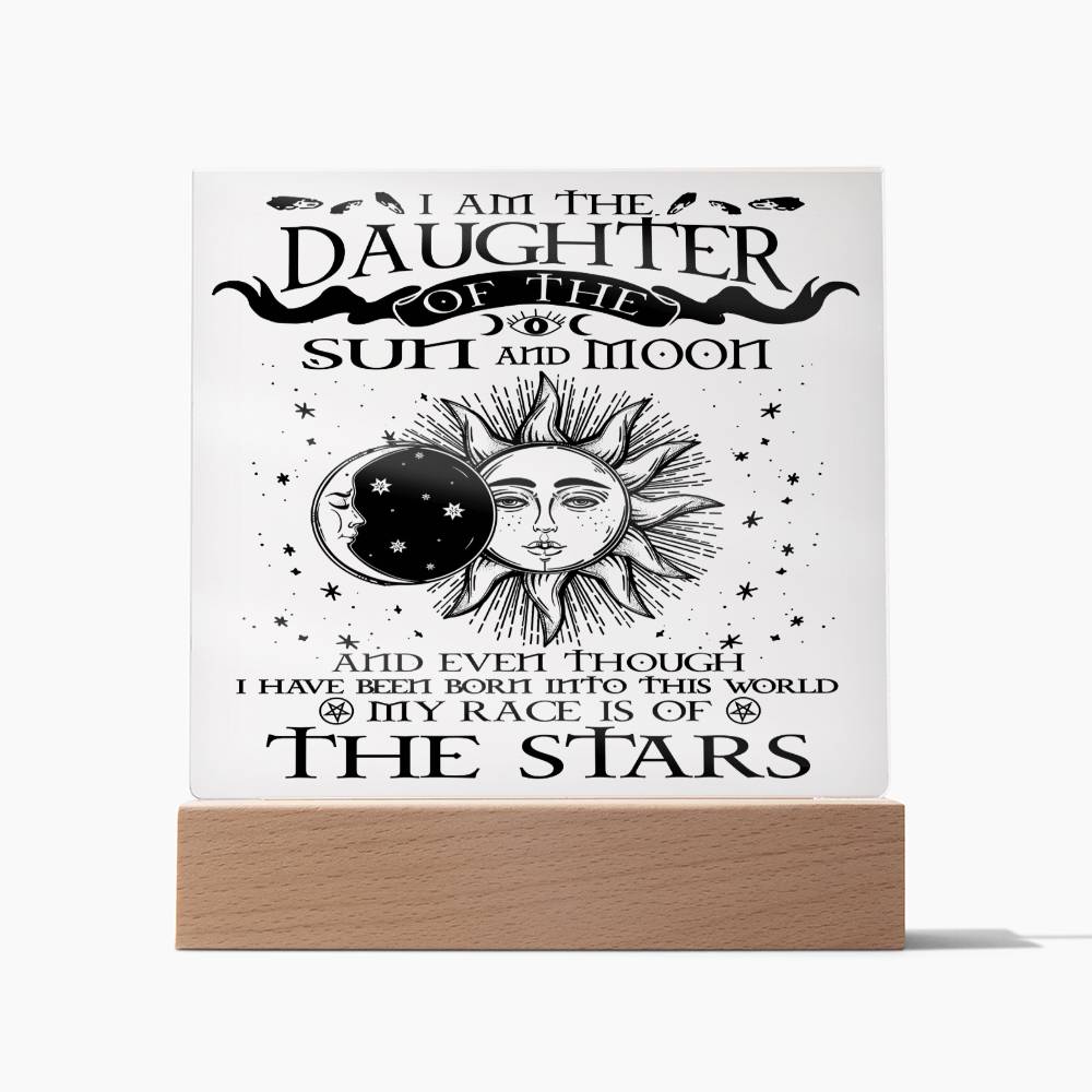 Halloween Gift For Daughter - Sun and Moon - Acrylic Square Plaque with Available LED Night Light