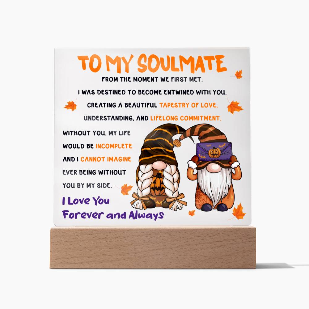 Soulmate Halloween Gift - First Met- Acrylic Square Plaque with Available Night Light