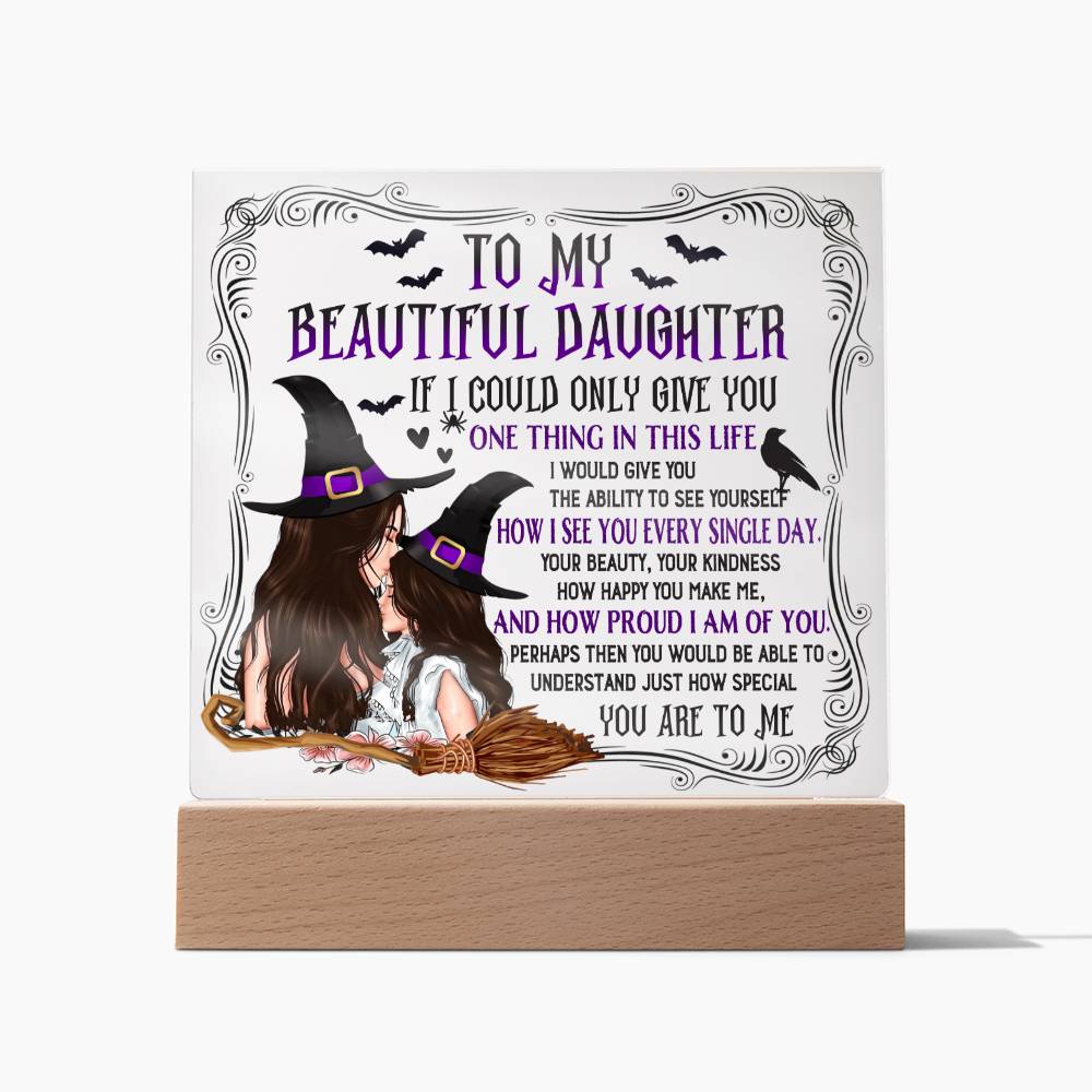 Halloween Gift For Daughter - How Special - Acrylic Square Plaque with Available LED Night Light