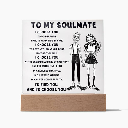 Soulmate Halloween Gift - Hundred Lifetimes - Acrylic Square Plaque with Available Night Light