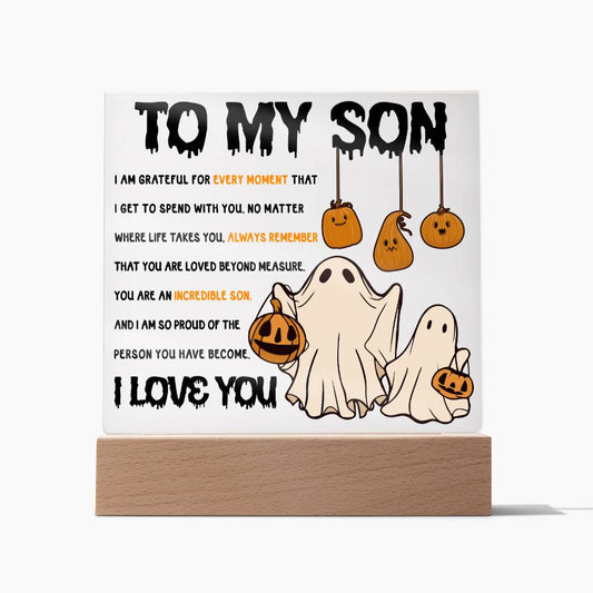 Son Halloween Gift - Incredible Son - Acrylic Square Plaque with Available Night Light