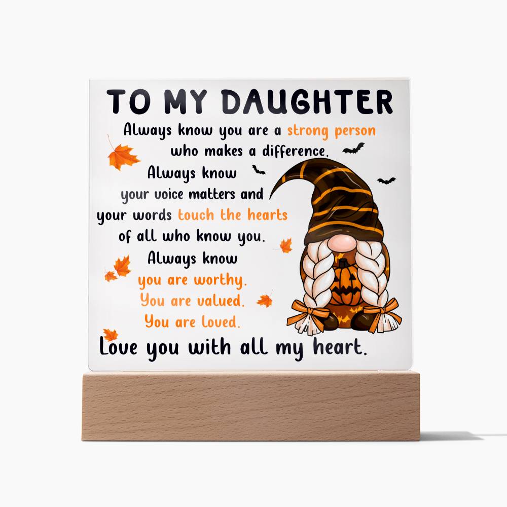 Halloween Gift For Daughter - Touch The Hearts - Acrylic Square Plaque with Available LED Night Light