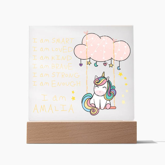 Personalized Night Light for Girl's Room - Unicorn